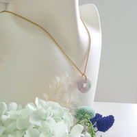 Translucent Lilac with Apple Green Jadeite Donut Pendant (JAB008082)