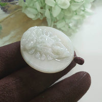 Translucent Icy Light Green Jadeite "1000 Arms Avalokiteshvara" Pendant (JAB008223)