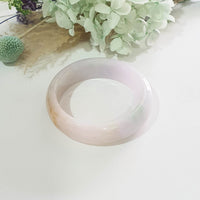 Translucent Lavender Jadeite “Tricolour Wisteria” Bangle (JAC003492)