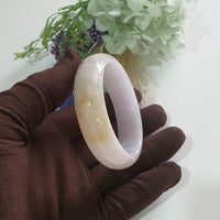 Translucent Lavender Jadeite “Tricolour Wisteria” Bangle (JAC003492)