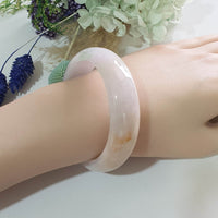Translucent Lavender Jadeite “Tricolour Wisteria” Bangle (JAC003492)