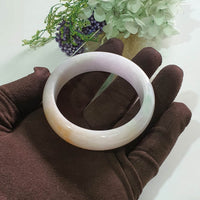 Translucent Lavender Jadeite “Tricolour Wisteria” Bangle (JAC003492)