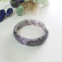 Translucent Icy Black with Brilliant Lavender and Green Jadeite “Midnight Aurora” Bangle (JAC003494)
