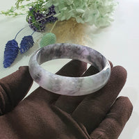 Translucent Icy Black with Brilliant Lavender and Green Jadeite “Midnight Aurora” Bangle (JAC003494)