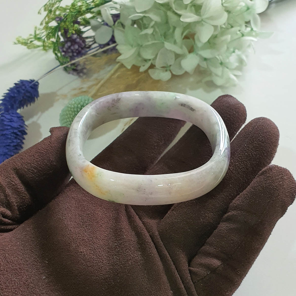Translucent Pastel Multicolour Jadeite “Autumn's Painted Landscape” Bangle (JAC003518)