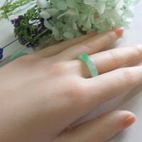 Good Translucency Icy Green Jadeite “Emerald Mist” Abacus Ring (JAD001501)