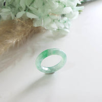 Good Translucency Icy Green Jadeite “Emerald Mist” Abacus Ring (JAD001501)