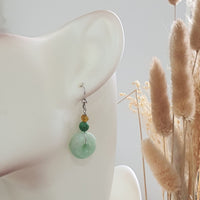 Translucent Light Apple Green Jadeite “Lucky Donuts” Earrings (JAA000232) 6