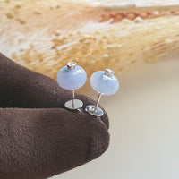 [Rare] Translucent Icy Brilliant Bluish Lavender and Green Jadeite “Bubbly Donuts” Pierced Earrings (JAA000828) 5