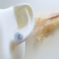 [Rare] Translucent Icy Brilliant Bluish Lavender and Green Jadeite “Bubbly Donuts” Pierced Earrings (JAA000828) 7