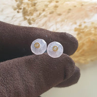 [Rare] Highly Translucent Icy Lavender Jadeite “Sparkling Octagon” Pierced Earrings (JAA000835) 3