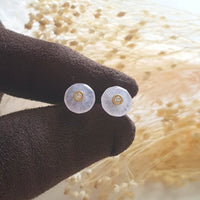 [Rare] Highly Translucent Icy Lavender Jadeite “Sparkling Octagon” Pierced Earrings (JAA000835) 1
