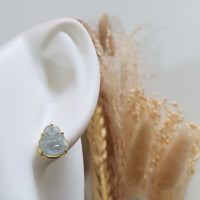 [Rare] Highly Translucent Icy Blue Jadeite "Laughing Buddha" Earrings (JAA000931) 8