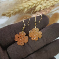 Translucent Icy Brilliant Orange Jadeite "Eternity" Dangling Earrings (JAA001037) 1