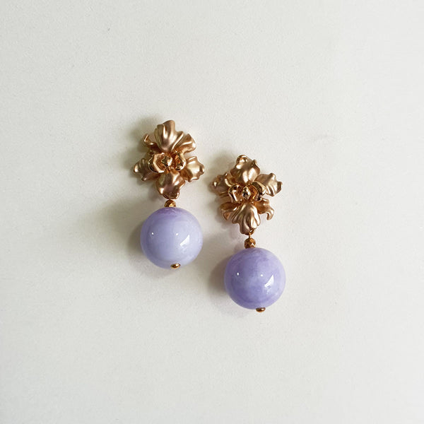 Translucent Brilliant Lavender Jadeite “Miss Joaquim” Earrings (JAA001068) 1