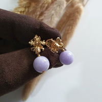 Translucent Brilliant Lavender Jadeite “Miss Joaquim” Earrings (JAA001068) 4