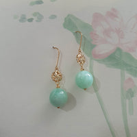 Translucent Apple Green Jadeite “Lucky Clover” Earrings (JAA001076) 5
