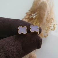 Translucent Brilliant Lavender Jadeite “Clover’s Love” Pierced Earrings (JAA001129) 7