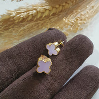 Translucent Brilliant Lavender Jadeite “Clover’s Love” Pierced Earrings (JAA001129) 3