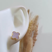 Translucent Brilliant Lavender Jadeite “Clover’s Love” Pierced Earrings (JAA001129) 8