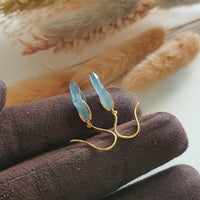Highly Translucency Icy Light Blue Jadeite "Le Cubism" Earrings (JAA001207) 4