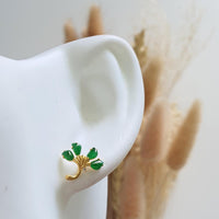 Highly Translucent Brilliant Green Jadeite “Le Floral” Pierced Earrings (JAA001232) 5