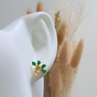 Highly Translucent Brilliant Green Jadeite “Le Floral” Pierced Earrings (JAA001232) 6
