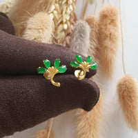 Highly Translucent Brilliant Green Jadeite “Le Floral” Pierced Earrings (JAA001232) 4