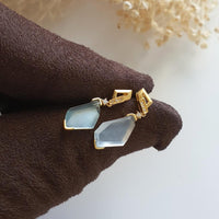 Highly Translucency Icy and Icy Green Jadeite “Golden Cubism" Earrings (JAA001279) 5