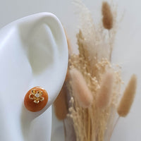 Translucent Brilliant Orange Jadeite "Cherry Garden" Earrings (JAA001329) 6