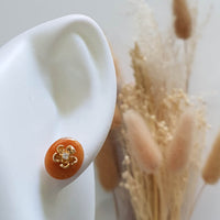 Translucent Brilliant Orange Jadeite "Cherry Garden" Earrings (JAA001329) 7