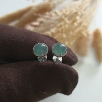 Highly Translucent Icy Blue Jadeite “Cupcakes” Earrings (JAA001331) 7