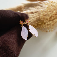 Good Translucency Icy Lavender Jadeite “Cherry Dew Droplet” Earrings (JAA001355) 2