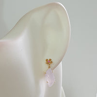 Good Translucency Icy Lavender Jadeite “Cherry Dew Droplet” Earrings (JAA001355) 7