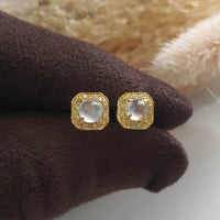 Highly Translucent Icy Jadeite Cabochon Earrings (JAA001410) 1