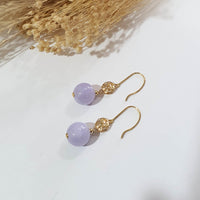 Translucent Lavender Jadeite “Clover’s Love” Earrings (JAA001471) 4