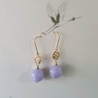 Translucent Lavender Jadeite “Clover’s Love” Earrings (JAA001471) 1