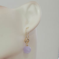 Translucent Lavender Jadeite “Clover’s Love” Earrings (JAA001471) 6
