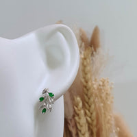 Highly Translucent Brilliant Green Jadeite “Le Floral” Pierced Earrings (JAA001477) 8