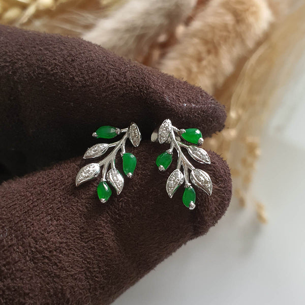 Highly Translucent Brilliant Green Jadeite “Le Floral” Pierced Earrings (JAA001477) 1