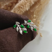 Highly Translucent Brilliant Green Jadeite “Le Floral” Pierced Earrings (JAA001477) 2