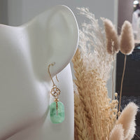 Translucent Green Jadeite “Lucky Clover” Earrings (JAA001479) 5