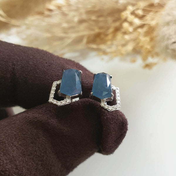Highly Translucent Icy Jean Blue Jadeite " Glacier Light" Earrings (JAA001579) 1