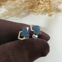 Highly Translucent Icy Jean Blue Jadeite " Glacier Light" Earrings (JAA001579) 4