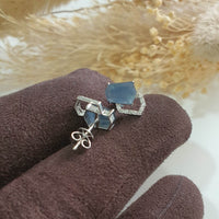 Highly Translucent Icy Jean Blue Jadeite " Glacier Light" Earrings (JAA001579) 5