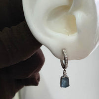 Highly Translucent Icy Jean Blue Jadeite "Le Cubism" Earrings (JAA001581) 10