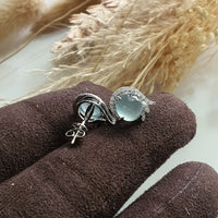 Highly Translucent Icy Jadeite Cabochon "Dreamy Winter" Earrings (JAA001619) 4
