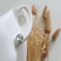 Highly Translucent Icy Jadeite Cabochon "Dreamy Winter" Earrings (JAA001619) 8