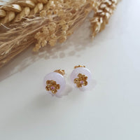 Translucent Icy Lavender Jadeite "Golden Cherry Blossoms" Earring (JAA001721) 6