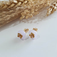Translucent Icy Lavender Jadeite "Golden Cherry Blossoms" Earring (JAA001721) 7